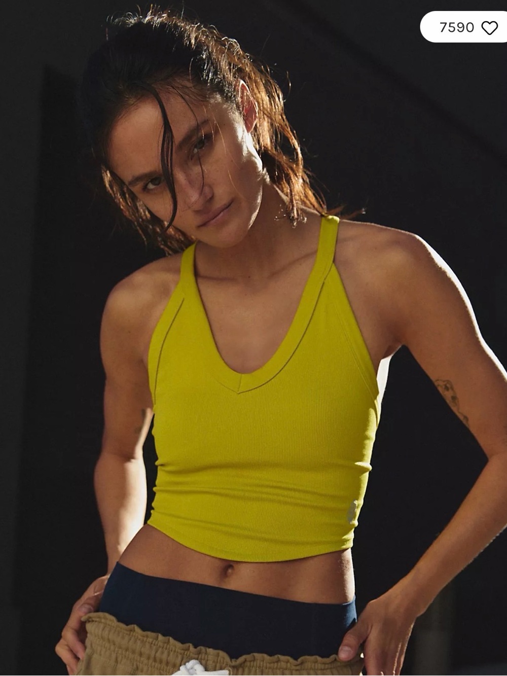 FP Movement by Free People Honeydew Ribbed Racerback Crop